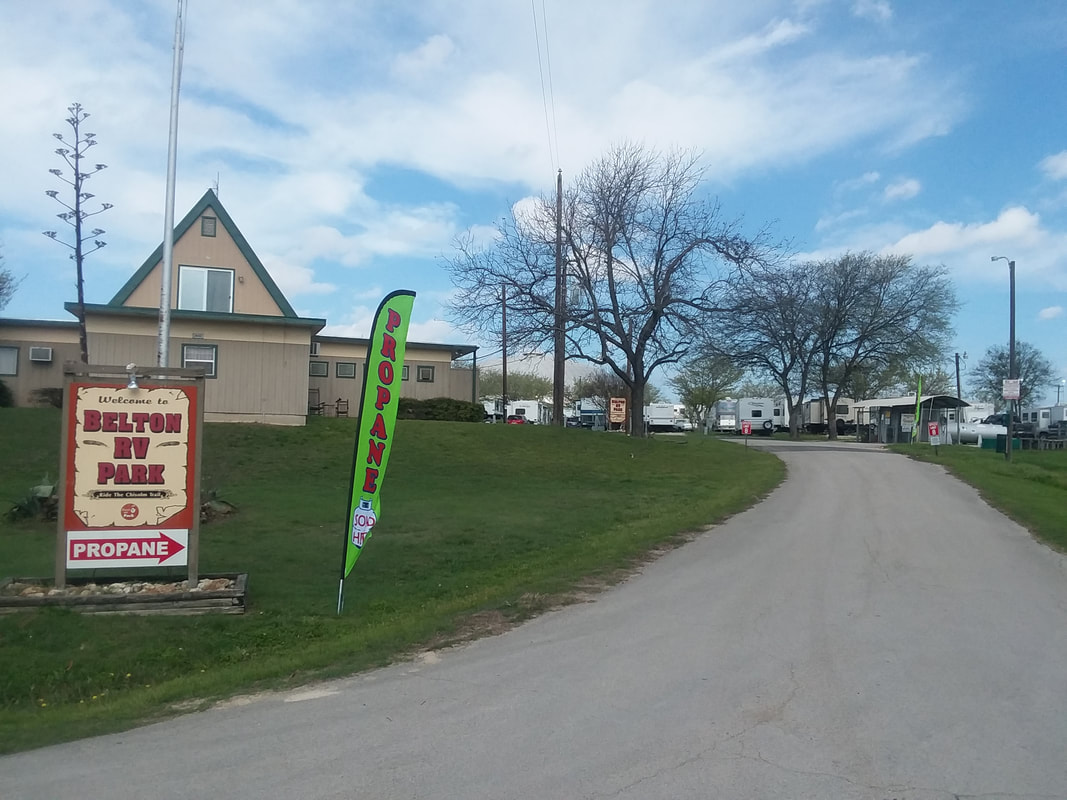 Entrance to Belton RV Park in Belton, Texas