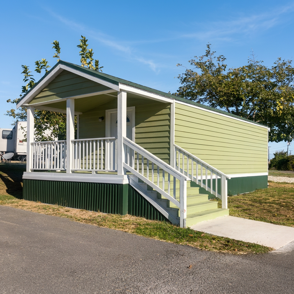 A furnished lodge at Belton RV Park